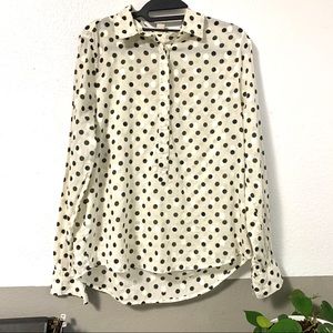 J. Crew Polka Dot Half Button Down Blouse